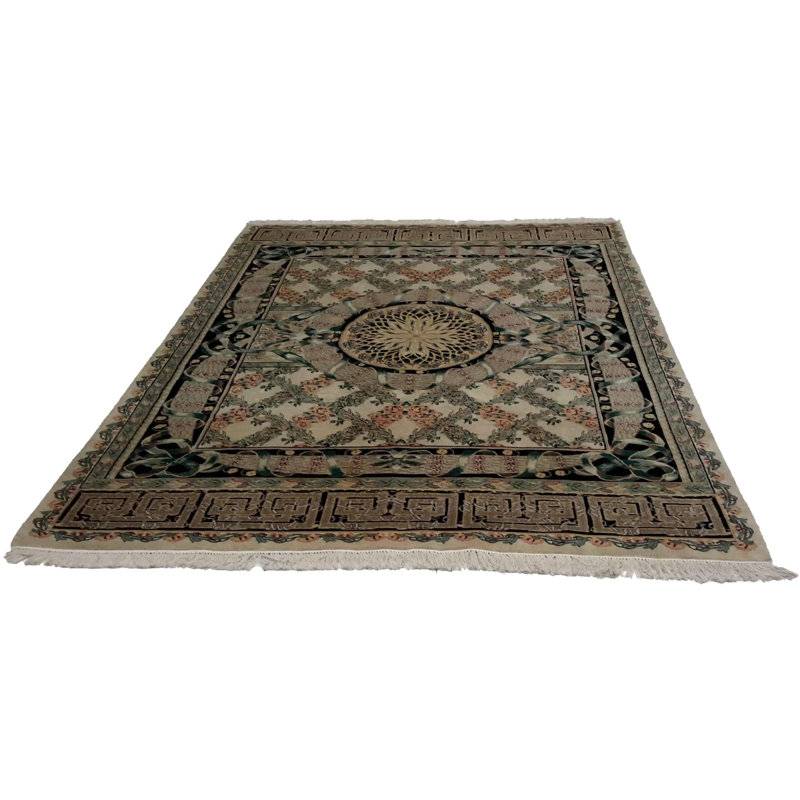Tapis oriental gris en laine / coton fait à la main 6 pi x 9 pi 2 po Oriental