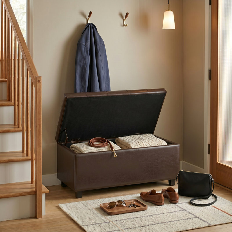 Banc repose-pieds avec rangement caché Cosmopolitan, Brun chocolat