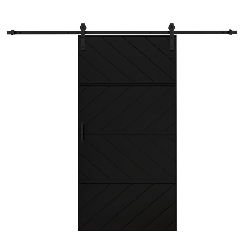 Porte de grange coulissante moderne en bois 36 po x 84 po avec ensemble de quincaillerie (installation facile), 36 po x 84 po
