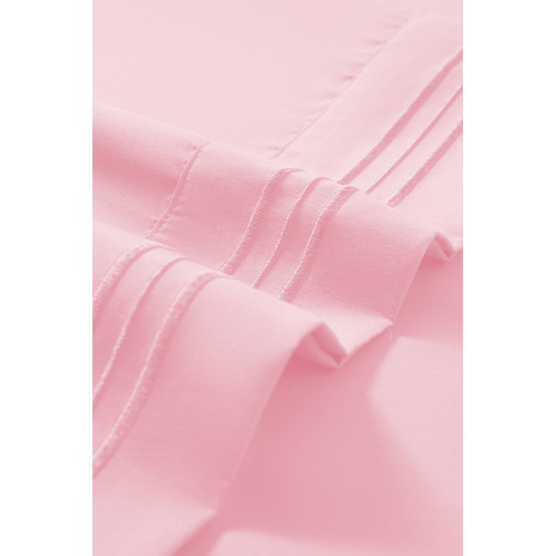 Ensemble de draps en rayonne , Rose, Ensemble de draps pour grand lit + un drap-housse 