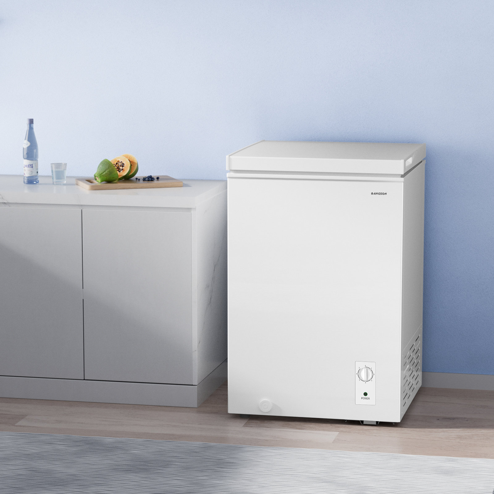 BANGSON 3.5 Cu Ft Small Chest Freezer, Deep Freezer with Basket for Garage, Home, Kitchen & ApartmentWhite | Fridge.com