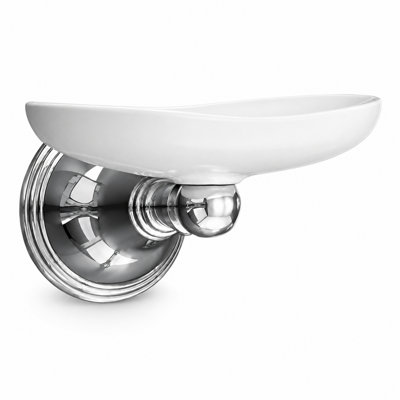 St. Lawrence Vintage Style Wall Mount Porcelain Soap Dish with Mounting Hardware and Escutcheon by Strom Living