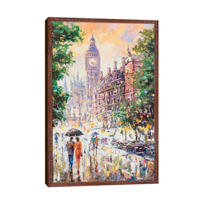 London by Andrej Ostapchuk - Painting on Canvas, 101.6cm H x 66.04cm W x 3.81cm D, Classic Brown Wood Framed