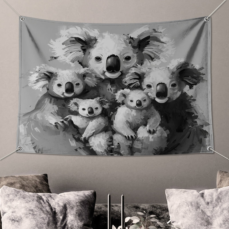 Tapisserie murale Koala Family - Koalas, H 104 po x 88 avec 4 œillets