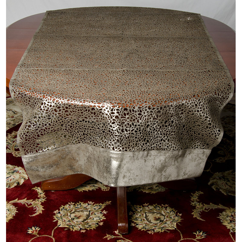 Damron Geometric Table Runner, 95" L x 32" W, Gray