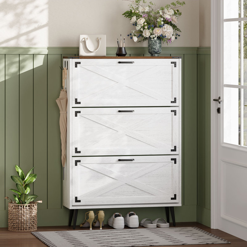 Armoire de rangement à chaussures Tomoye, Blanc