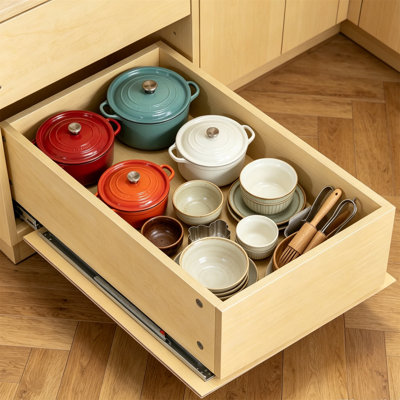 Soft Closing Pull-Out Cabinet Organizer, Cabinet Unfolding Drawer, Space Saving Cabinet Organizer (Easy To Install), Suitable For Bottom Installation Of Pull-Out Drawers In Kitchen Cabinets