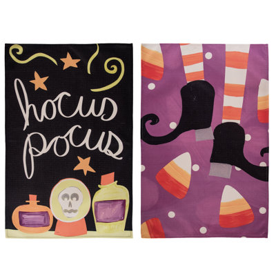 Ensemble de 2 torchons enchanteurs en tissu Enchanting - Textiles de cuisine parfaits pour la décoration d'Halloween, serviettes en polyester multicolores pour une utilisation intérieure, cadeau idéal pour une hôtesse et décoration de la maison!