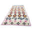 Tapis blanc cassé / rose / mauve unique de 3 pi 1 po x 8 pi 6 po années 1980