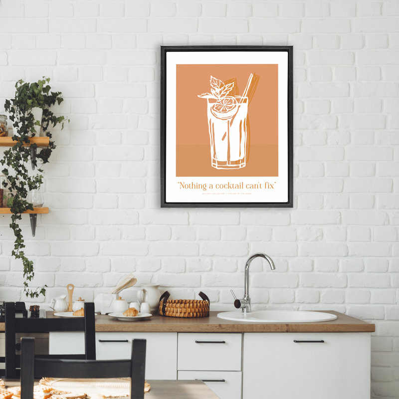 Cadre flottant «Rien qu'un cocktail ne peut pas fixer», design par lettré et doublé, Cadre flottant noir de jais