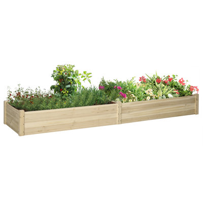 8X2ft Wooden Raised Garden Bed Kit, Elevated Planter With 2 Boxes, Self Draining Bottom And Liner, Patio To Grow Vegetables, Herbs, And Flowers, Natural