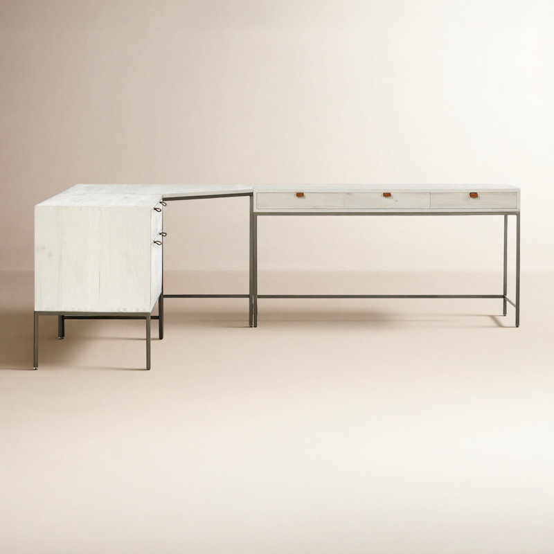 Trey Solid Wood Modular L-Shaped Executive Desk, Dove Poplar