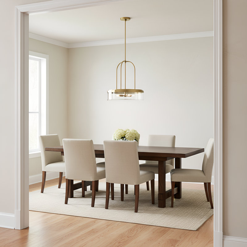 Anders 4 Light Dining Room Pendant In Brushed Nickel Finish With Clear Shade, Satin Brass