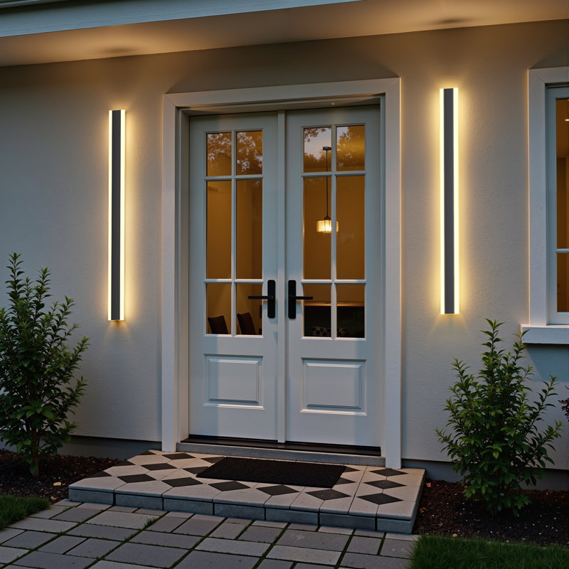 40''H IP67 Rectangle LED Wall Light Outdoor Hardwired Bar Light Sconce, Satin Black