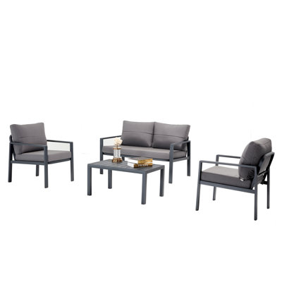Ensemble de patio en aluminium 4 pièces Sicilia Gray - Durable et élégant