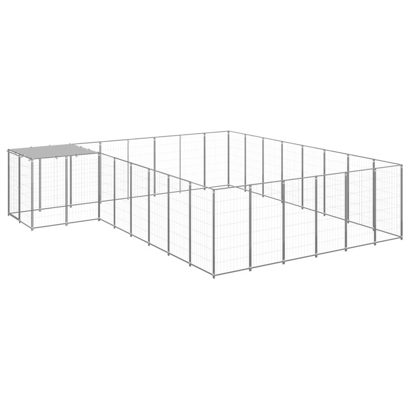 Pereira 43.31cm H Metal Yard Kennel With Door, Silver
