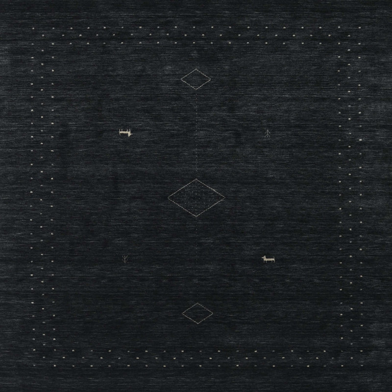 Tapis noir Abstract, Carré 5 pi
