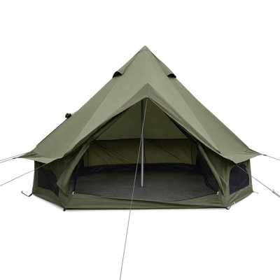 Tente Bell 4 saisons 9,8 pi, tente de glamping Oxford 210D imperméable avec prise de poêle, tente de camping légère pour 4 personnes pour le camping en plein air et la fête