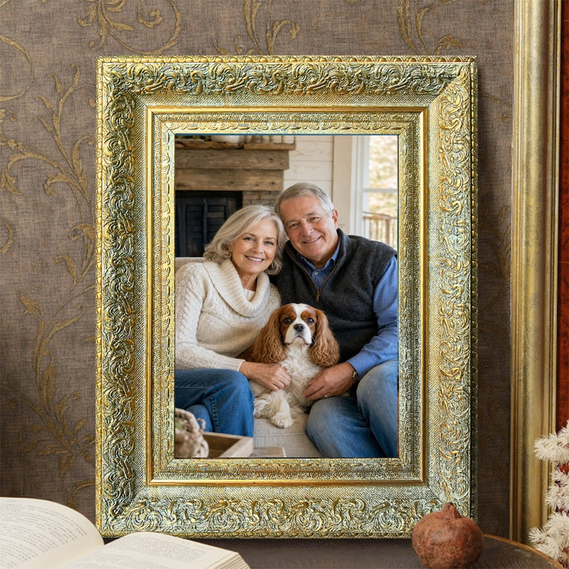 Cadre photo mural antique 3 pièces 8 po x 10 po avec finition maison, Or antique, 3, 8 po x 10 po