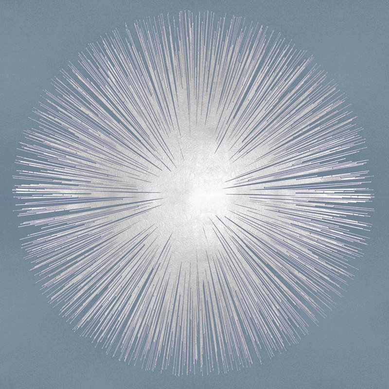 " Silver Sunburst On Gray I ", 20" H x 20" W