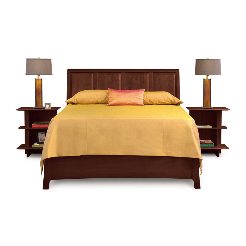 Sarah Solid Wood Sleigh Storage Bed, King, Cognac Cherry