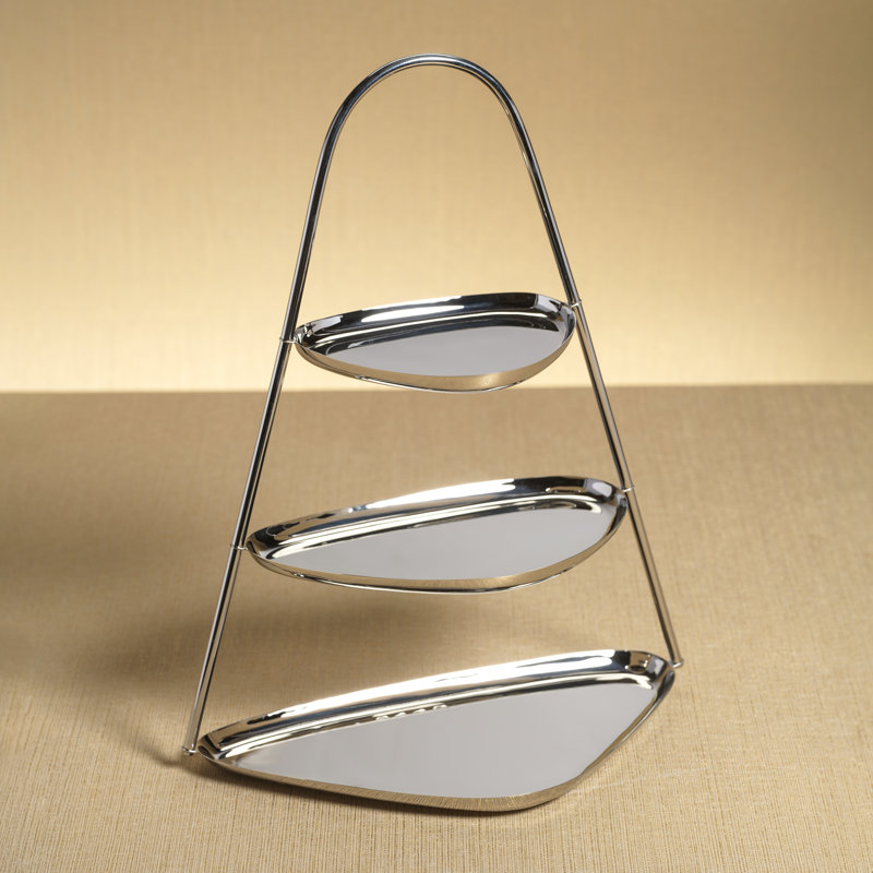 Support pour hors-d'œuvre et petits-fours à 3 niveaux Latis, Nickel