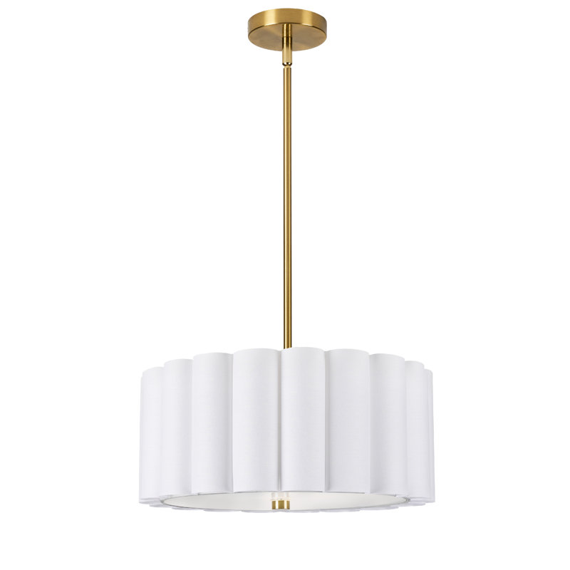 Kasten 3 Light Pendant, Aged Brass, White