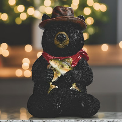 Figurine d'ours 6,5 "avec poisson