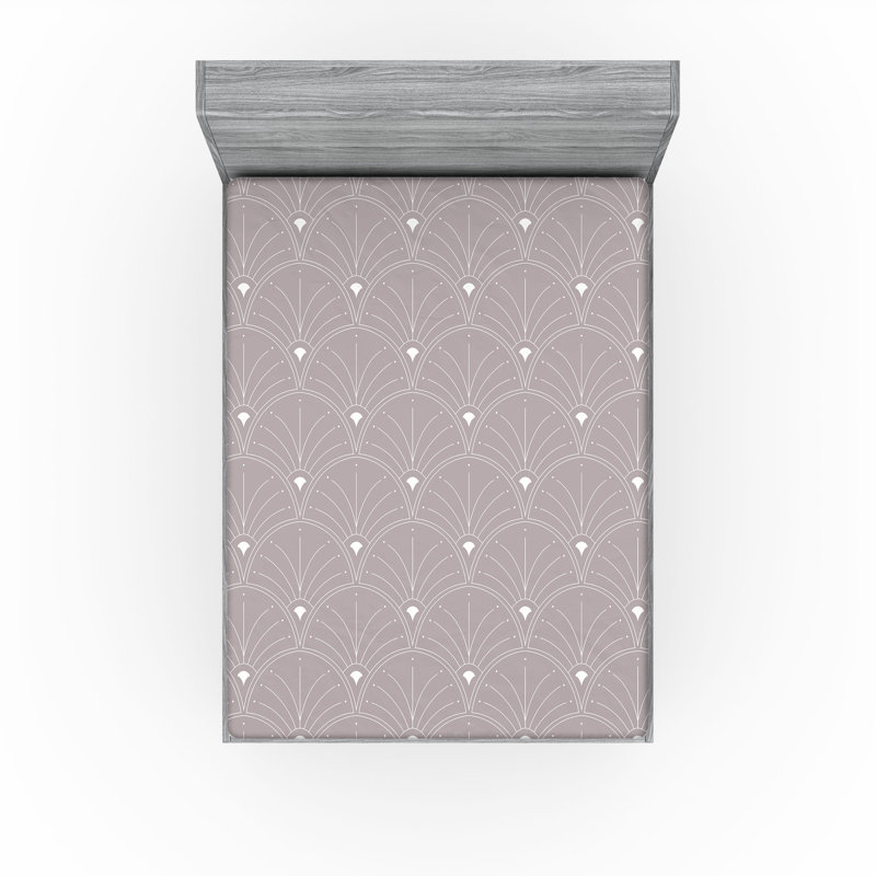 Drap-housse géométrique, Drap-housse très grand californien, Warm Taupe/White
