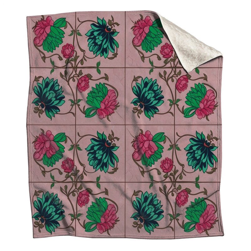 Couvertures à motif floral rose, L 60 po x H 80 po