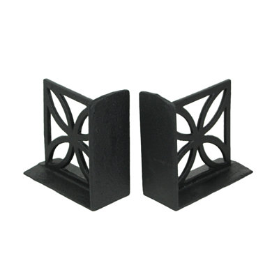 Set Of 2 Cast Iron Breeze Block Bookends Mid Century Modern Home Bookshelf Decor
