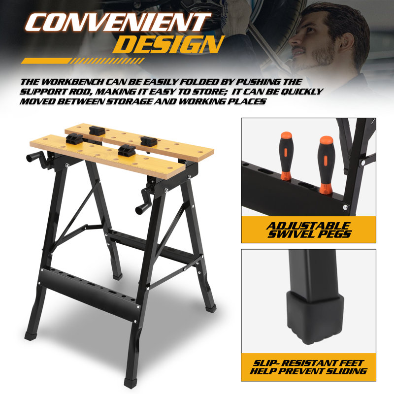 Établi réglable et pliable