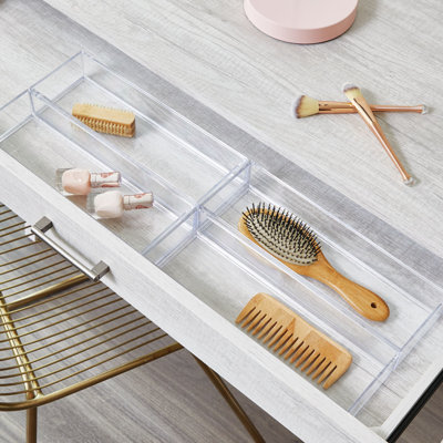 Rangement de tiroir iDesign Clarity, 4 x 12 x 2 pouces, transparent, paquet de 4
