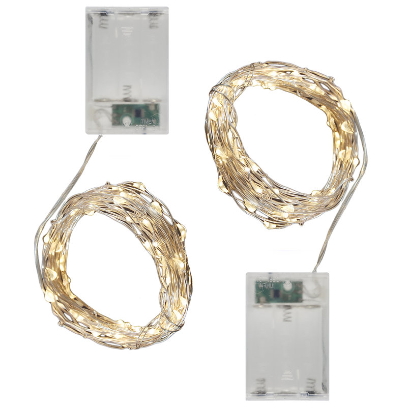  Guirlande lumineuse à piles DEL avec minuterie, Blanc chaud