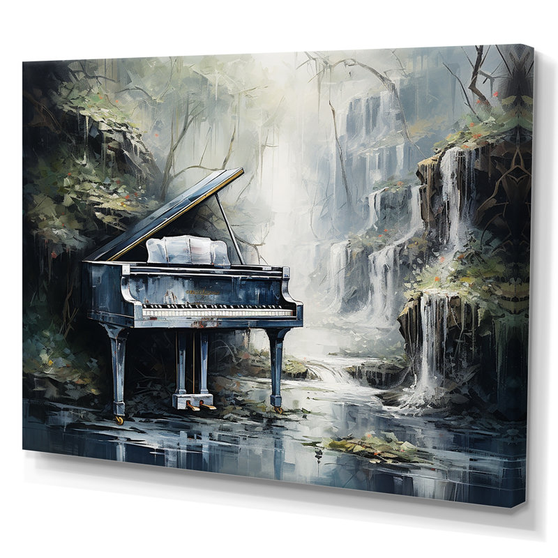 Elegant Blue Piano Cascade Print on Canvas