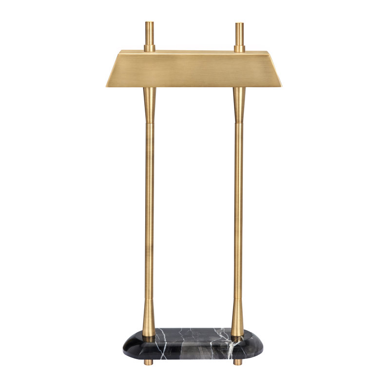 30" Marble Table Lamp With Gold Shade
