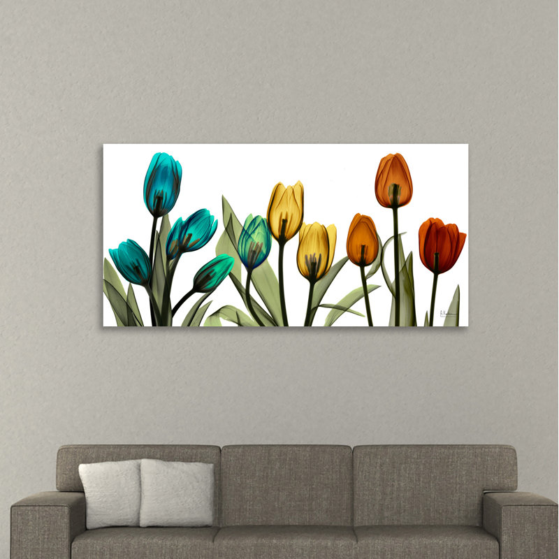 "New Tulipscape", toile tendue par Albert Koetsier, H 18 po x l 36 po x P 1,5 po