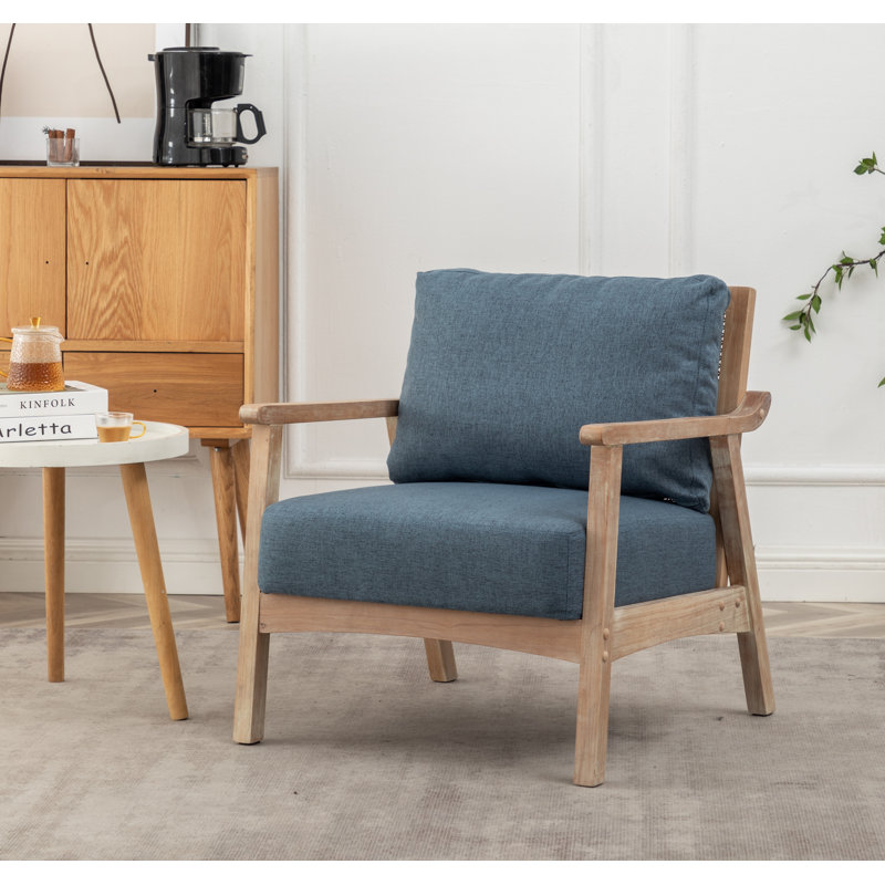 Fauteuil en polyester de 27 po Willbanks, Lin bleu moelleux