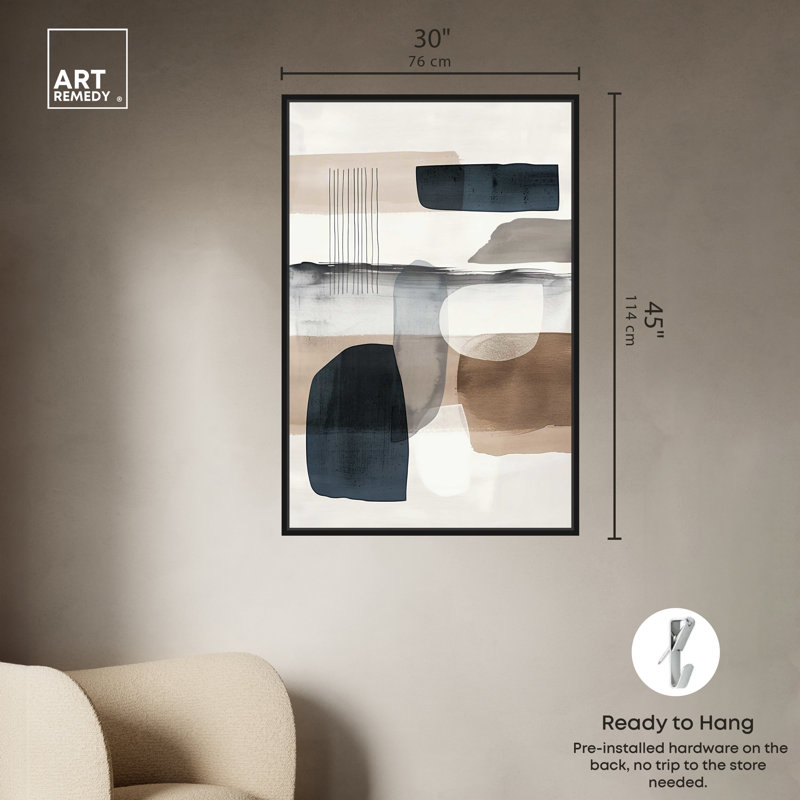 Large Abstract Canvas Wall Art with Black Frame