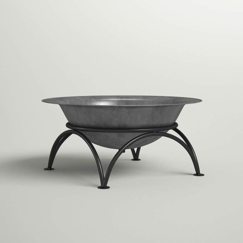 23.5" Dark Gray Cast Iron Wood-Burning Fire Pit Bowl with Stand