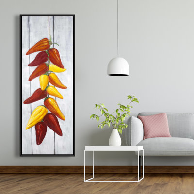 Rope Of Chili Peppers Print On Canvas