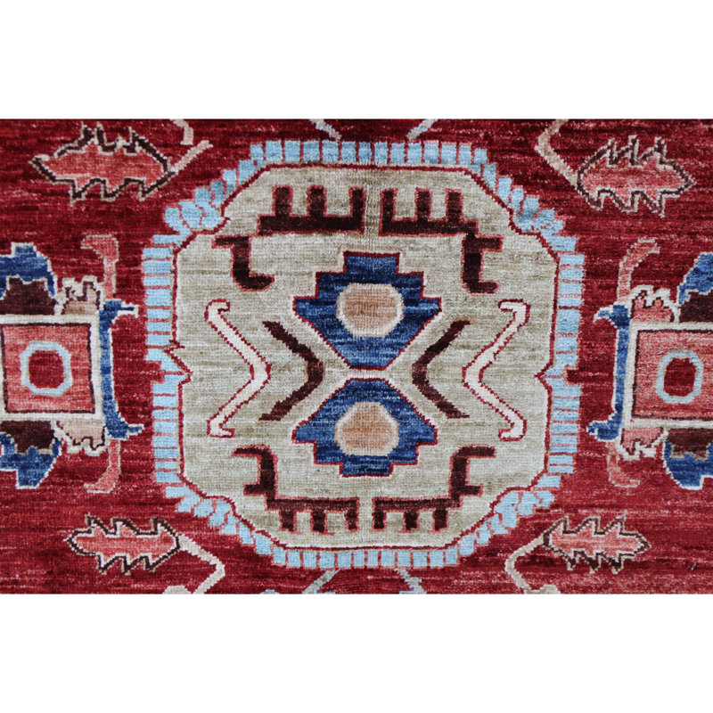 High-Quality Hand-Knotted Red And Camel Area Rug