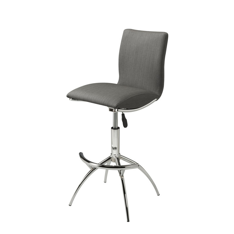 Tabouret de bar moderne à hauteur réglable avec revêtement en similicuir et structure en chrome