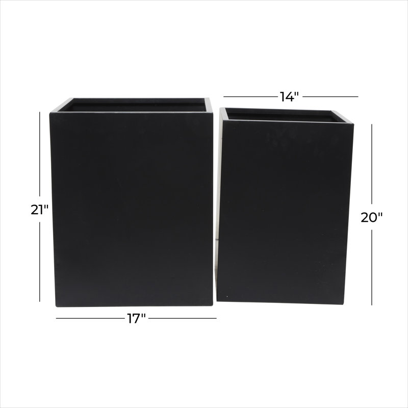 Etha Metal Planter Box - Set of 2, Black