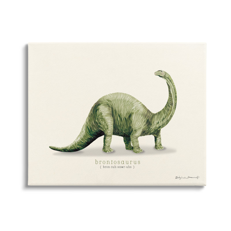 «Green Brontosaurus Dinosaur» par Sally Swatland - impression, H 36 po x l 48 po x P 1,5 po, Toile tendue