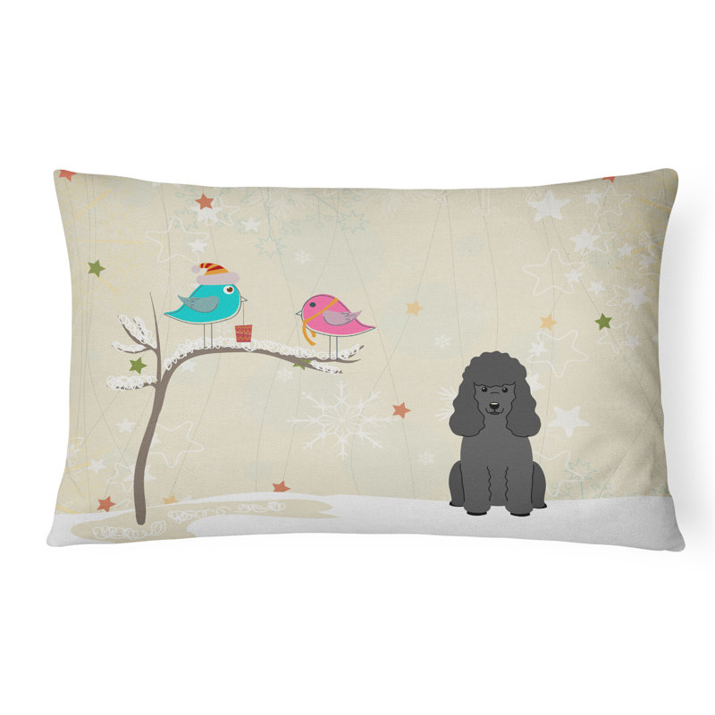 Coussin lombaire d’intérieur/d’extérieur carré de noël, Noir