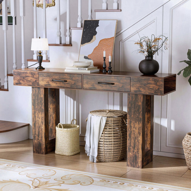 Console 63 po avec repose-pieds Farmhouse