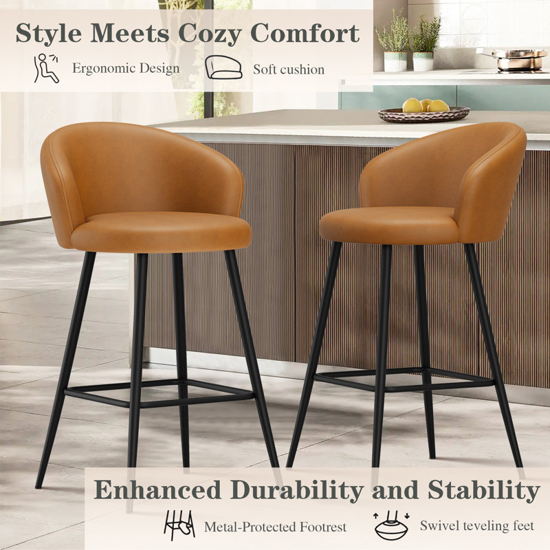 Upholstered Counter Stool With Metal Frame, Bar Stool (30" Seat Height)