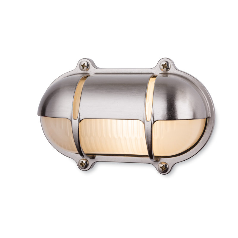 4.33cm H Frosted Glass Outdoor Bulkhead Light, Nickel