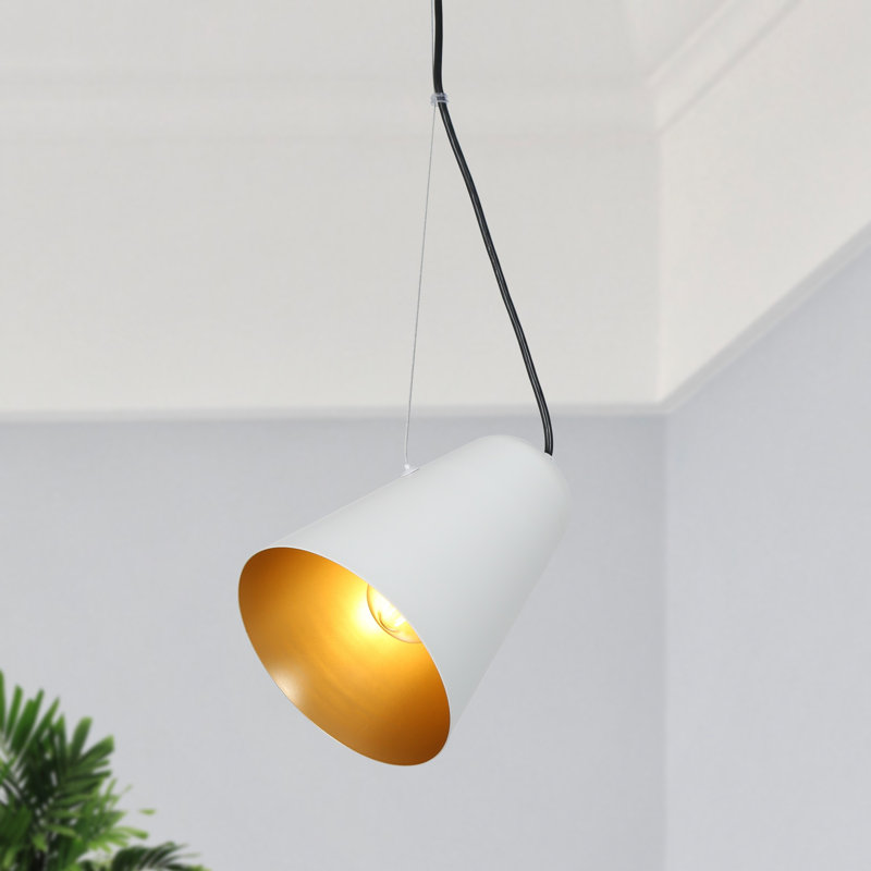 1-Light White Pendant Light Dimmable Track Design with Adjustable Head